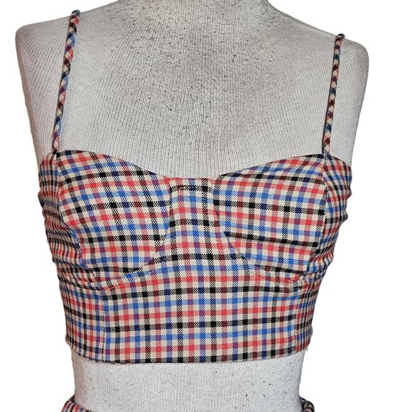Plaid Spaghetti Strap Crop Top Size XS - Picture 1 of 4